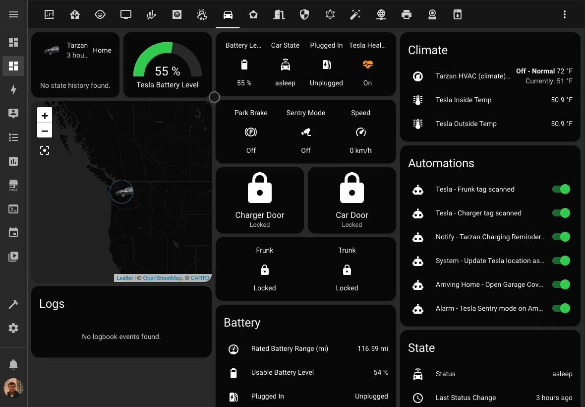 Home Assistant Dashboard - Tesla - Harshit's Blog